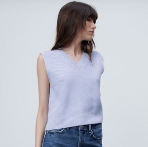 Zara Blue Knit Sweater Vest Top Sleeveless